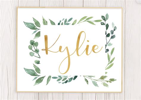 Personalized Gold Foil Name Poster Greenery and Gold Name | Etsy in 2021 | Watercolor, Baby ...