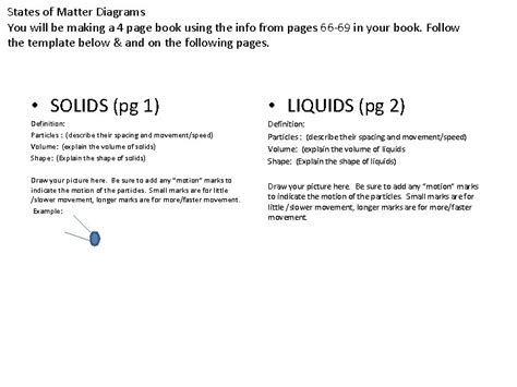 States of Matter Diagrams You will be making