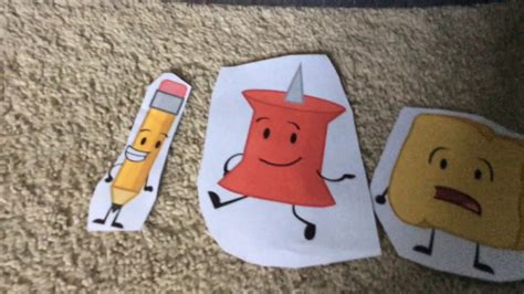 BFDI paper cutouts episode 1 on the bed - YouTube