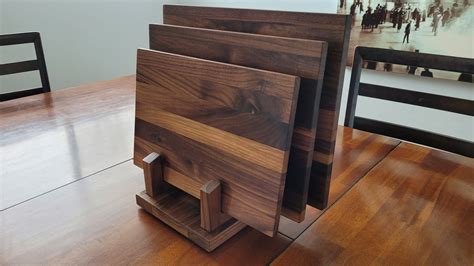 Walnut Cutting Board Set With Stand - Etsy