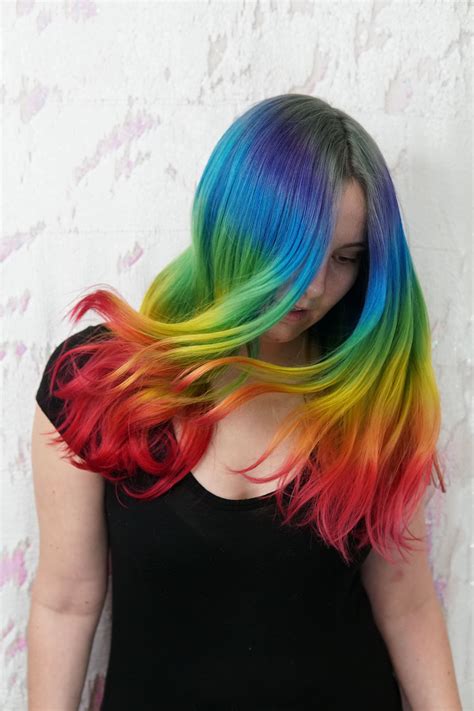 NEON RAINBOW HAIR #virginiabeach #neonhair #rainbowhair #colormelt #vividhaircolor # ...