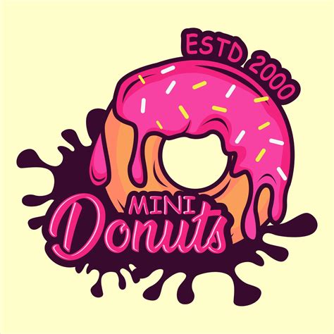 Donut pink strawberry logo vector illustration of a writing logo ...