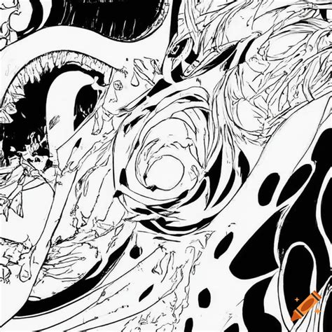 Highly detailed sharp black and white manga panel with abstract design ...