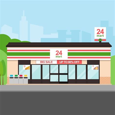 Premium Vector | Convenience store in the city