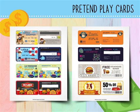 Pretend Play Cards for Kids Fake Credit Cards for Kids | Etsy