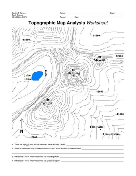 Topographic Maps Worksheet 6th Grade