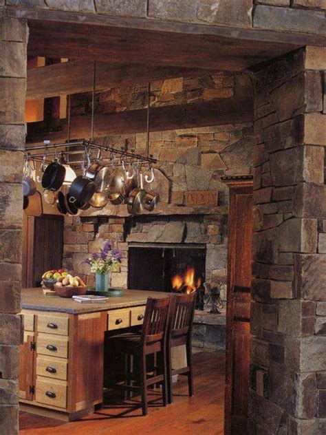 Country | Rustic kitchen, Rustic kitchen design, Kitchen fireplace