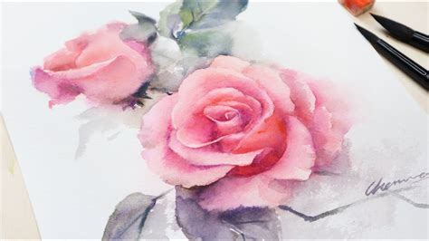 Rose in Watercolor Painting Tutorial/How to/ Step by Step - YouTube