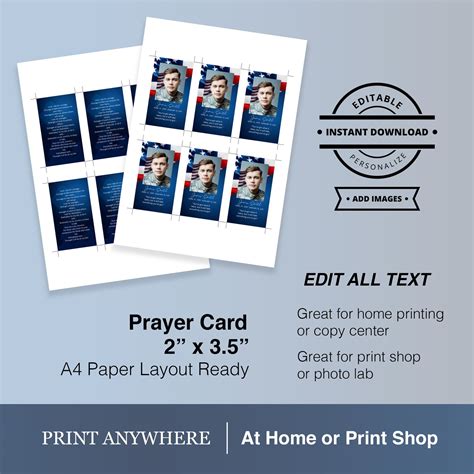 Veteran's Funeral Prayer Card, Military Service Memorial Flag, EASY TO ...