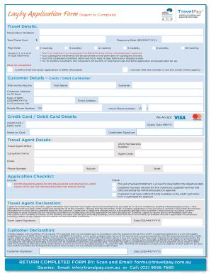 Layby Application Form (Agent To Complete) - TravelPay - Fill and Sign Printable Template Online