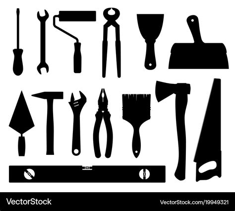 Construction tools black silhouettes Royalty Free Vector