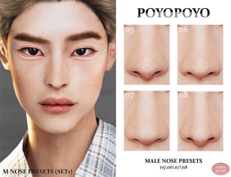 [poyopoyo] Male Nose Presets (Set1) | PoyoPoyo on Patreon Sims 4 Hair Male, Sims 4 Male Clothes ...