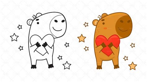 Capybara Hugging A Heart Illustration - Graphics | Motion Array