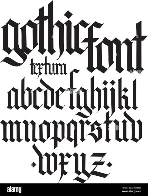 Gothic, English alphabet. Vector set. Font for tattoo, personal and commercial purposes ...