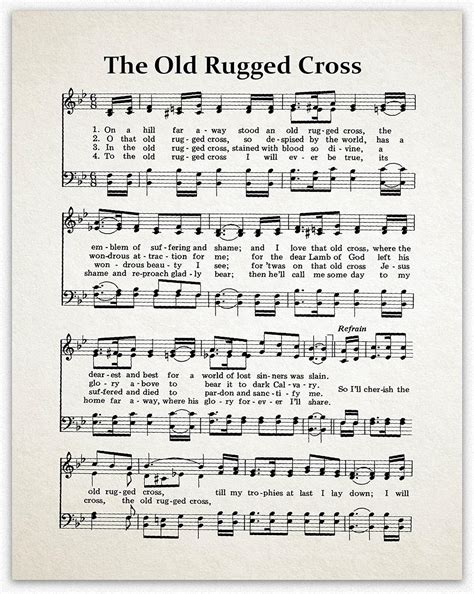 Amazon.com: The Old Rugged Cross Hymn Print Old Rugged Cross Poster Hymnal Prints Hymn Wall Art ...