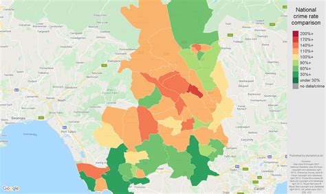 Mid-Glamorgan violent crime statistics in maps and graphs.