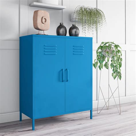 Novogratz Cache 2 Door Metal Locker Storage Cabinet, Blue - Walmart.com