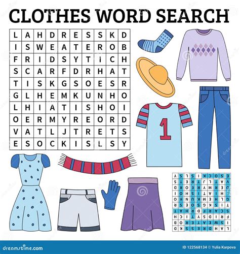 Clothes Word Search Game for Kids Stock Vector - Illustration of leisure, item: 122568134