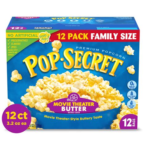 Pop Secret Microwave Popcorn, Movie Theater Butter, Flavor, 3 oz Sharing Bags, 12 Ct - Walmart.com