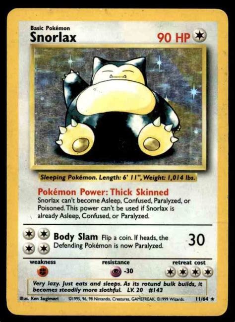 Snorlax Holofoil Lightly Used Real Card. 11/64 Base Jungle - Etsy