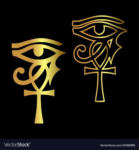 Golden ankh and the egyptian eye of horus Vector Image