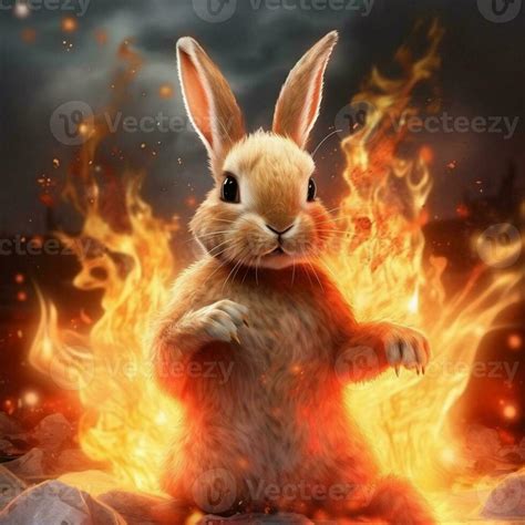 rabbit with fire illustration 26118754 Stock Photo at Vecteezy