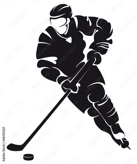 hockey player, silhouette Stock Vector | Adobe Stock