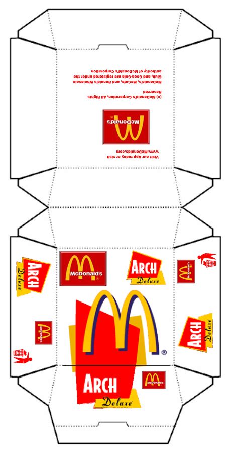 Miniature Pizza, Miniature Crafts, Happy Meal Box, Box Template Printable, Mcdonalds Gift Card ...