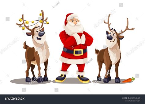 Cartoon Santa Claus And Reindeer