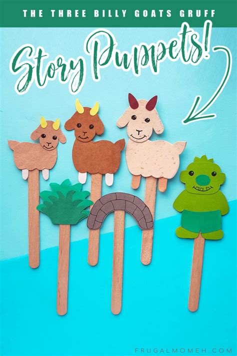 The 3 Billy Goats Gruff Story Puppets - Free Printable Template!