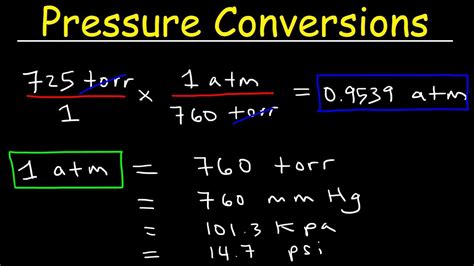 Gas Pressure Unit Conversions - torr to atm, psi to atm, atm to mm Hg, kpa to mm Hg, psi to torr ...