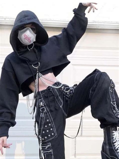 GOTHIC CHAINS CROP HOODIE | Edgy outfits, Alternative outfits, Cool outfits