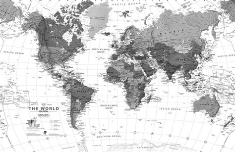 Black & White Detailed Map Wallpaper Mural | Hovia UK | World map wallpaper, Map wallpaper ...