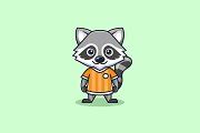 raccoon wearing soccer shirt cartoon | Creative Market