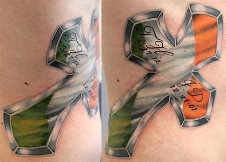 Image result for irish flag tattoo ideas | Irish tattoos, Irish flag tattoo, Cross tattoo for men