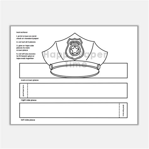 Police Hat Paper Crown Printable Coloring Craft | Made By Teachers | Crown printable, Police hat ...