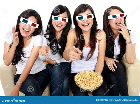 Laughing at Comedy Movie in 3d Stock Photo - Image of house, excited: 29062226