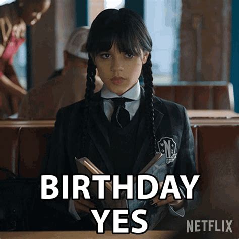 Birthday Yes Happy Never Wednesday Addams GIF - Birthday Yes Happy Never Wednesday Addams Jenna ...