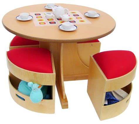 MODERN KIDS TABLE WITH STORAGE STOOLS