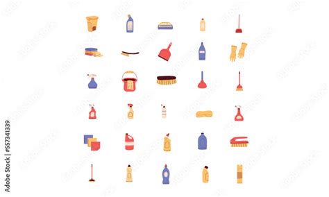 cleaning tools vector collection Stock Vector | Adobe Stock