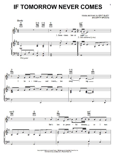 Garth Brooks "If Tomorrow Never Comes" Sheet Music Notes, Chords ...