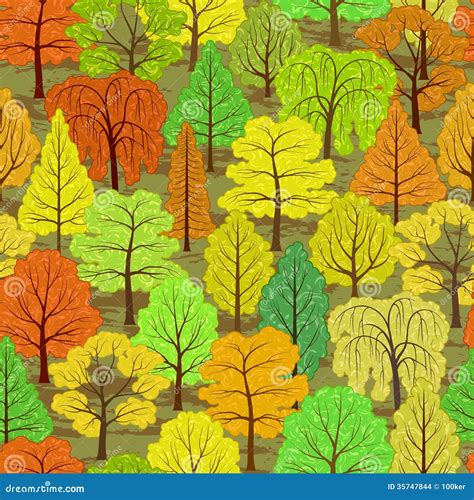 Abstract Autumn Forest Seamless Background Stock Vector - Illustration of park, flora: 35747844