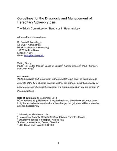 The diagnosis and management of hereditary spherocytosis