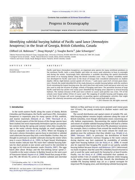 (PDF) Identifying subtidal burying habitat of Pacific sand lance ...