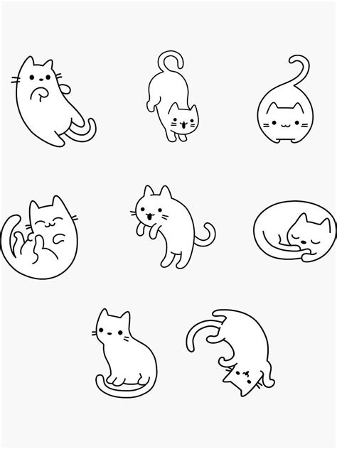 Black White Cat Pack Sticker by sifasunny | Cat doodle, Mini drawings, Cat stickers