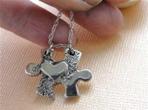 Puzzle Piece Necklace Jewelry Heart in Sterling Silver - Etsy