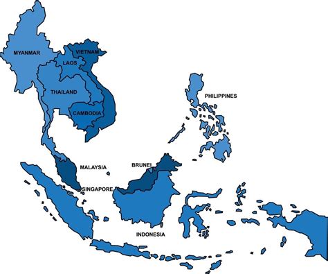 Blue outline South East Asia map on white background. 3224901 Vector Art at Vecteezy