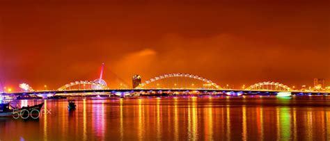 Dragon Bridge At Night - The Dragon Bridge (Vietnamese: Cầu Rồng) is a bridge over the River Hàn ...