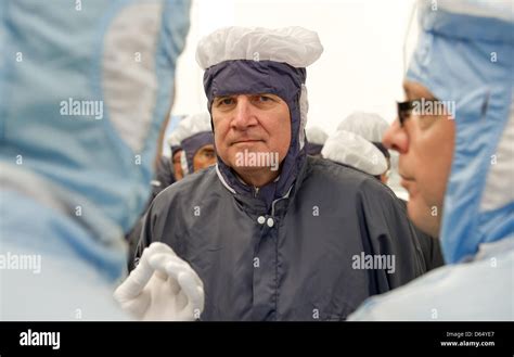 President of the German Bundesrat and Premier of Bavaria Horst Seehofer (R) visits the company ...