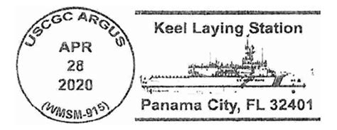 USCGC Argus (WMSM-915) Keel Laying, Panama City, Florida — 2020-04-28 – collectpostmarks.com